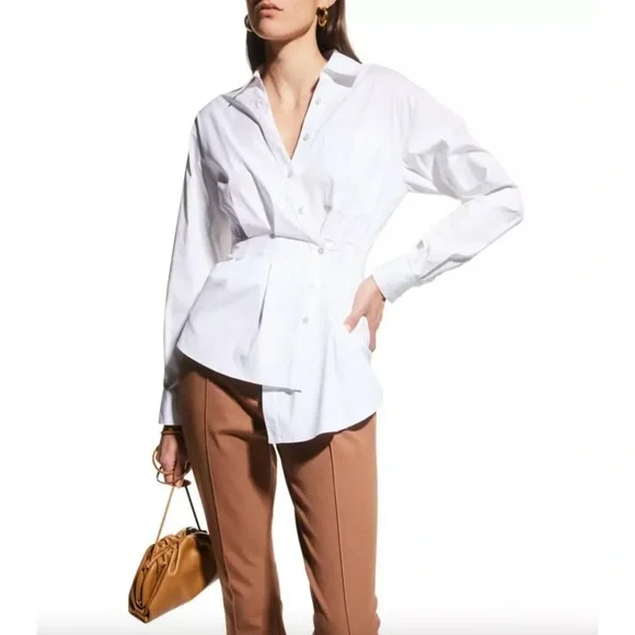 Veronica  Beard Rosamund Poplin Shirt In White, 12 - Picture 3 of 10